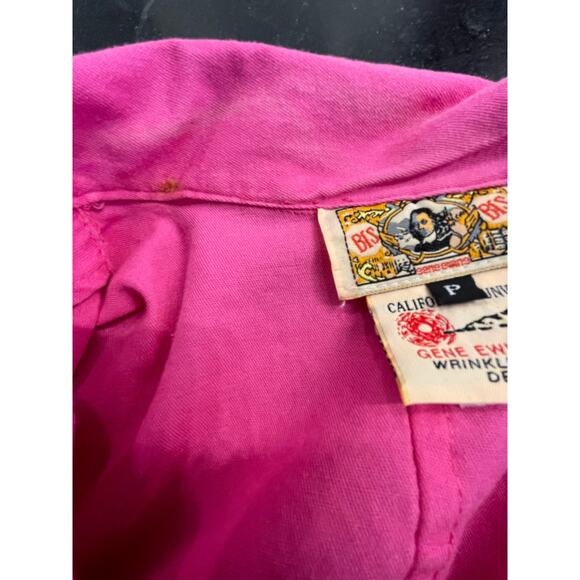 Gene Ewing BIS Pink Wrinkled Denim button up shirt 100% Cotton SM VTG - Picture 8 of 10